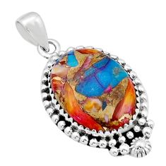 925 sterling silver 15.47cts spiny oyster arizona turquoise oval pendant u89794