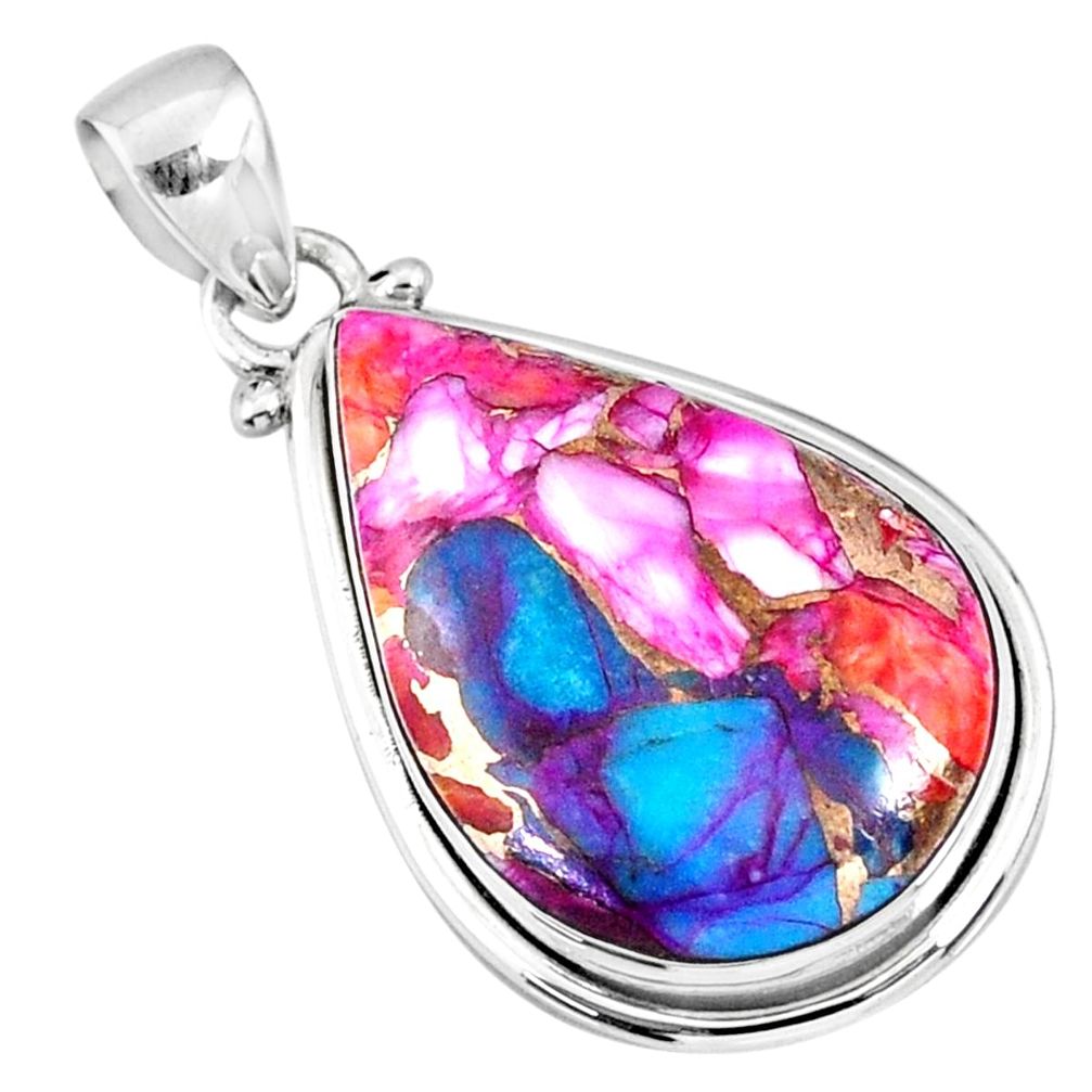 925 sterling silver 17.22cts spiny oyster arizona turquoise pear pendant r62526