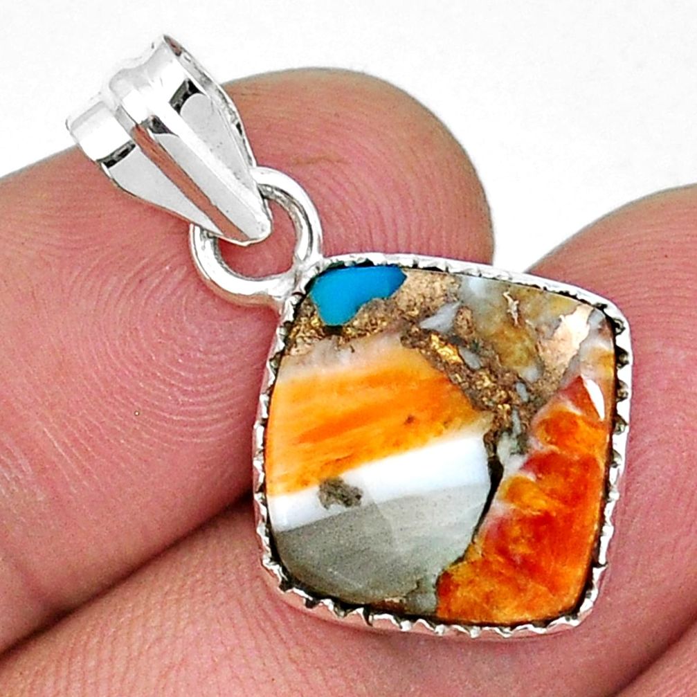 925 sterling silver 8.35cts spiny oyster arizona turquoise pendant jewelry y9845