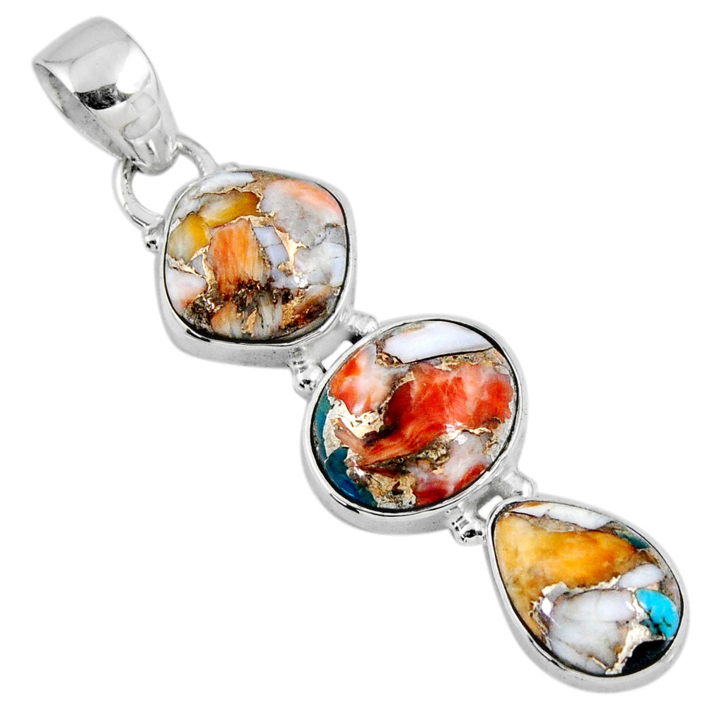 925 sterling silver 15.08cts spiny oyster arizona turquoise pendant r56198