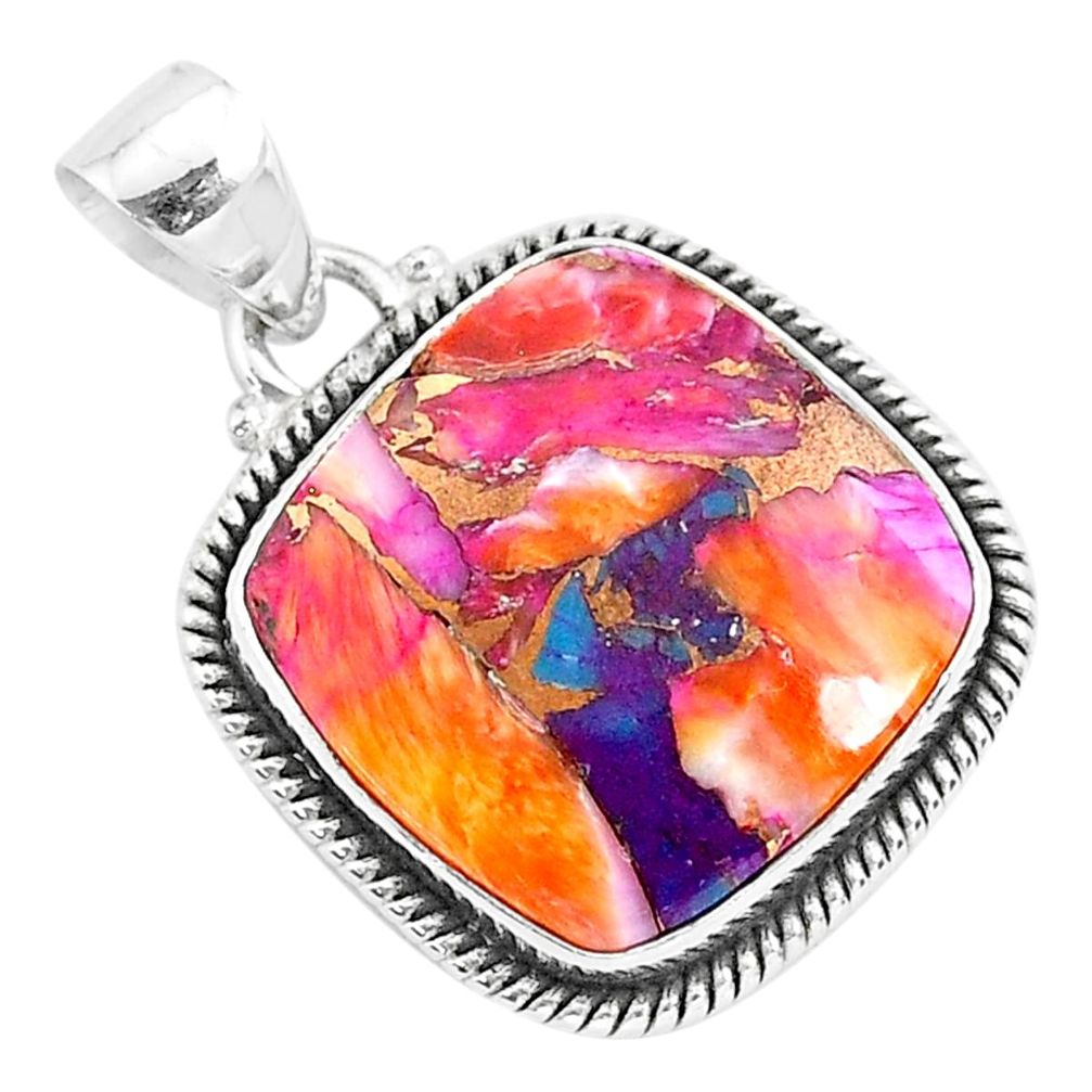 925 sterling silver 15.65cts spiny oyster arizona turquoise pendant r93507