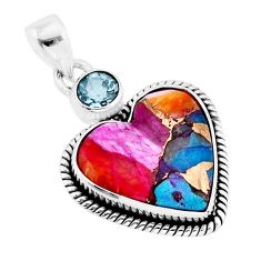 925 sterling silver 10.82cts spiny oyster arizona turquoise topaz pendant y64536