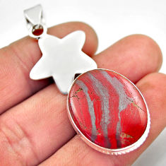 925 sterling silver 16.92cts star natural red snakeskin jasper pendant n25453