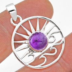 925 sterling silver 3.01cts sun natural purple amethyst pendant jewelry u86737