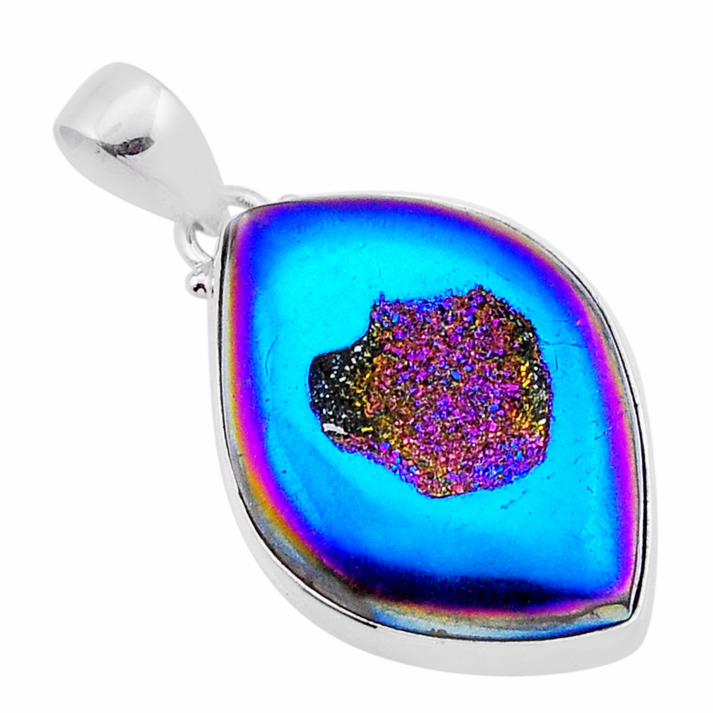 925 sterling silver 18.46cts titanium druzy marquise pendant jewelry n43428