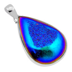 925 sterling silver 37.13cts titanium druzy pear shape pendant jewelry n43412