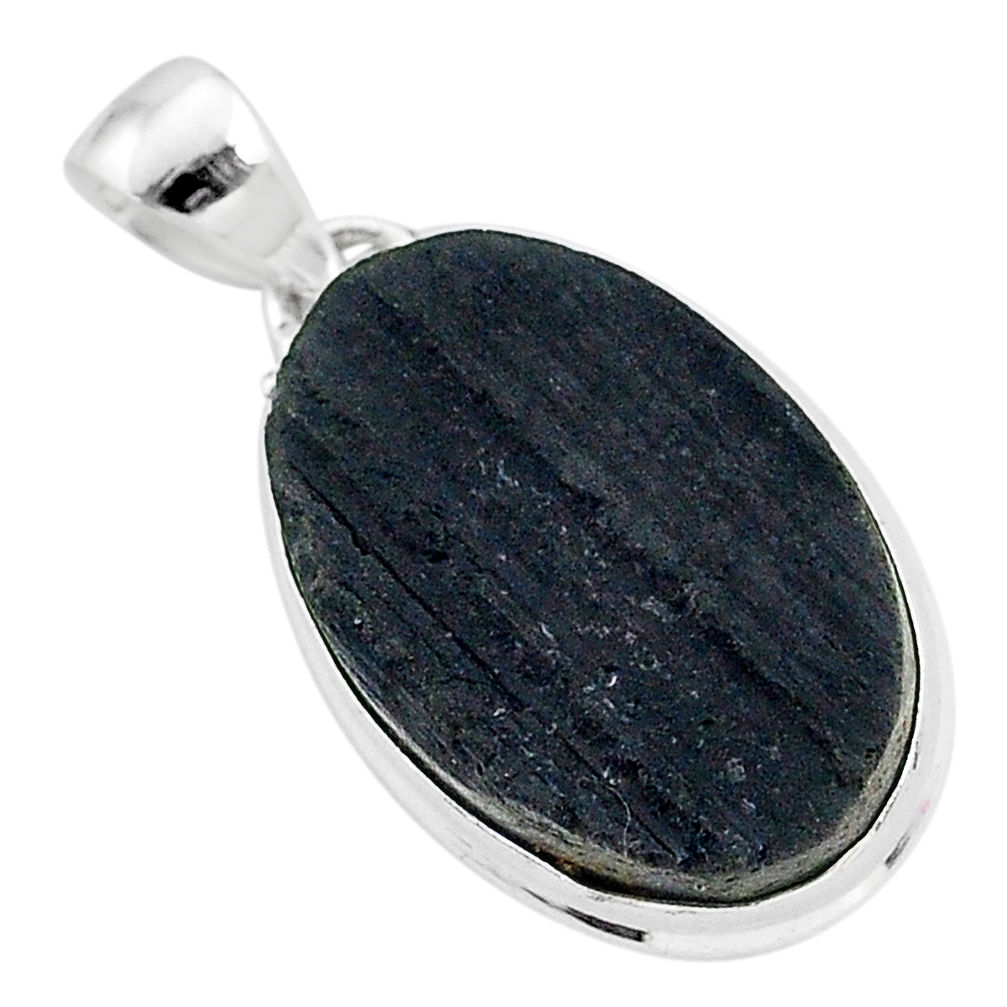 925 sterling silver ultimate protection black tourmaline raw pendant r96713