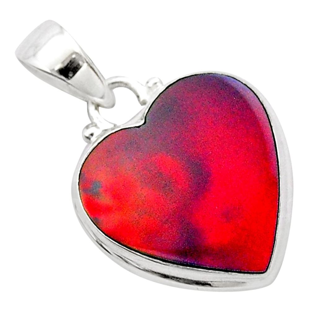 925 silver 4.84cts volcano aurora opal (lab) heart pendant jewelry t26035