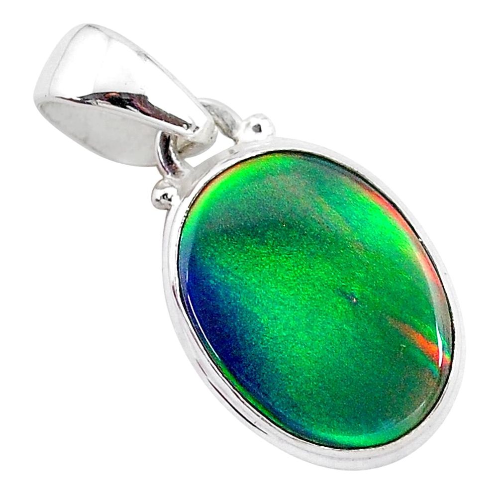 925 silver 3.71cts volcano aurora opal (lab) oval pendant jewelry t25877