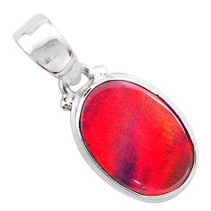 925 sterling silver 3.40cts volcano aurora opal (lab) oval shape pendant t25866