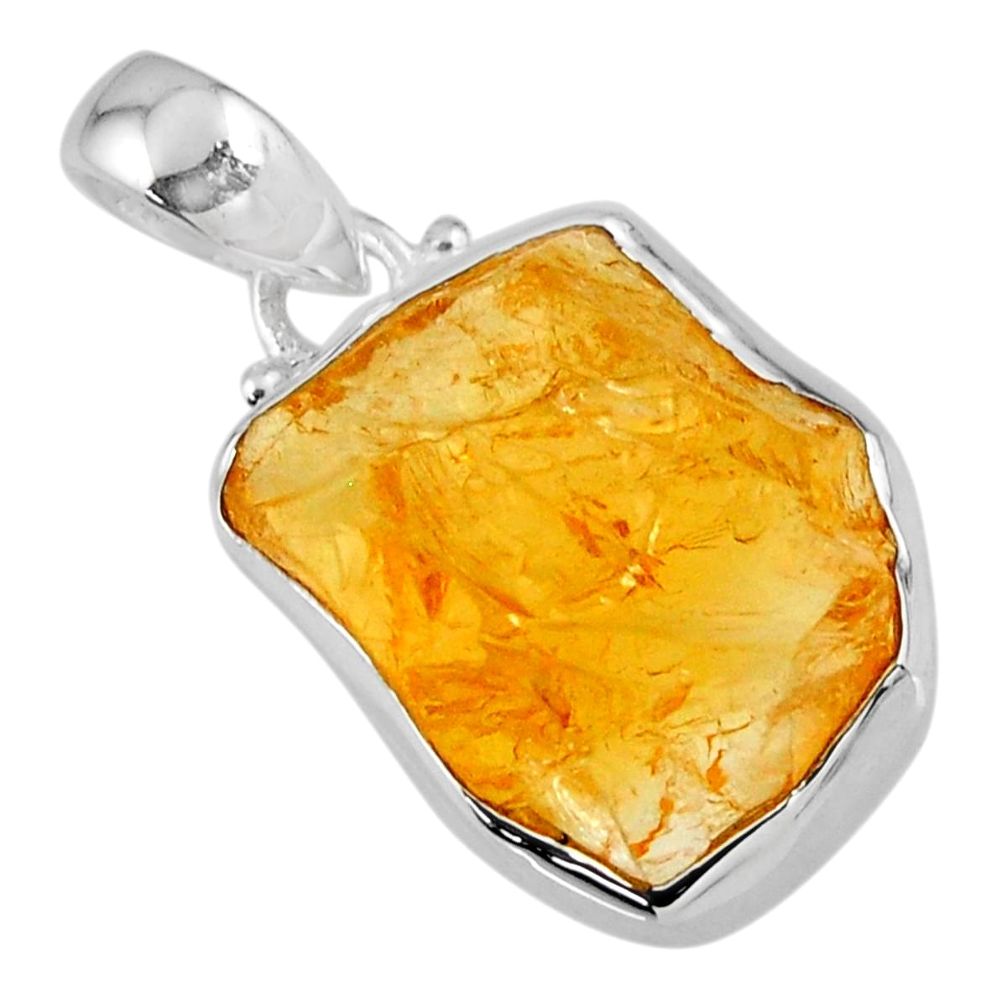 925 sterling silver 13.15cts yellow citrine rough fancy pendant jewelry r56574