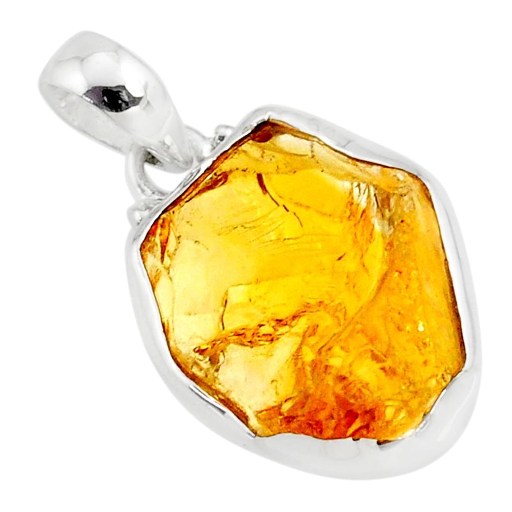 925 sterling silver 13.70cts yellow citrine raw fancy pendant jewelry r80679