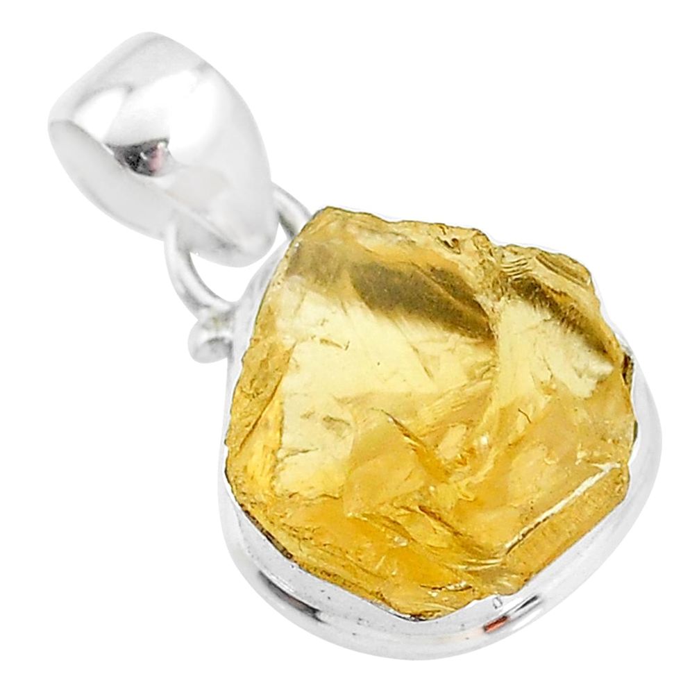 925 sterling silver 9.35cts yellow citrine raw fancy pendant jewelry t4311