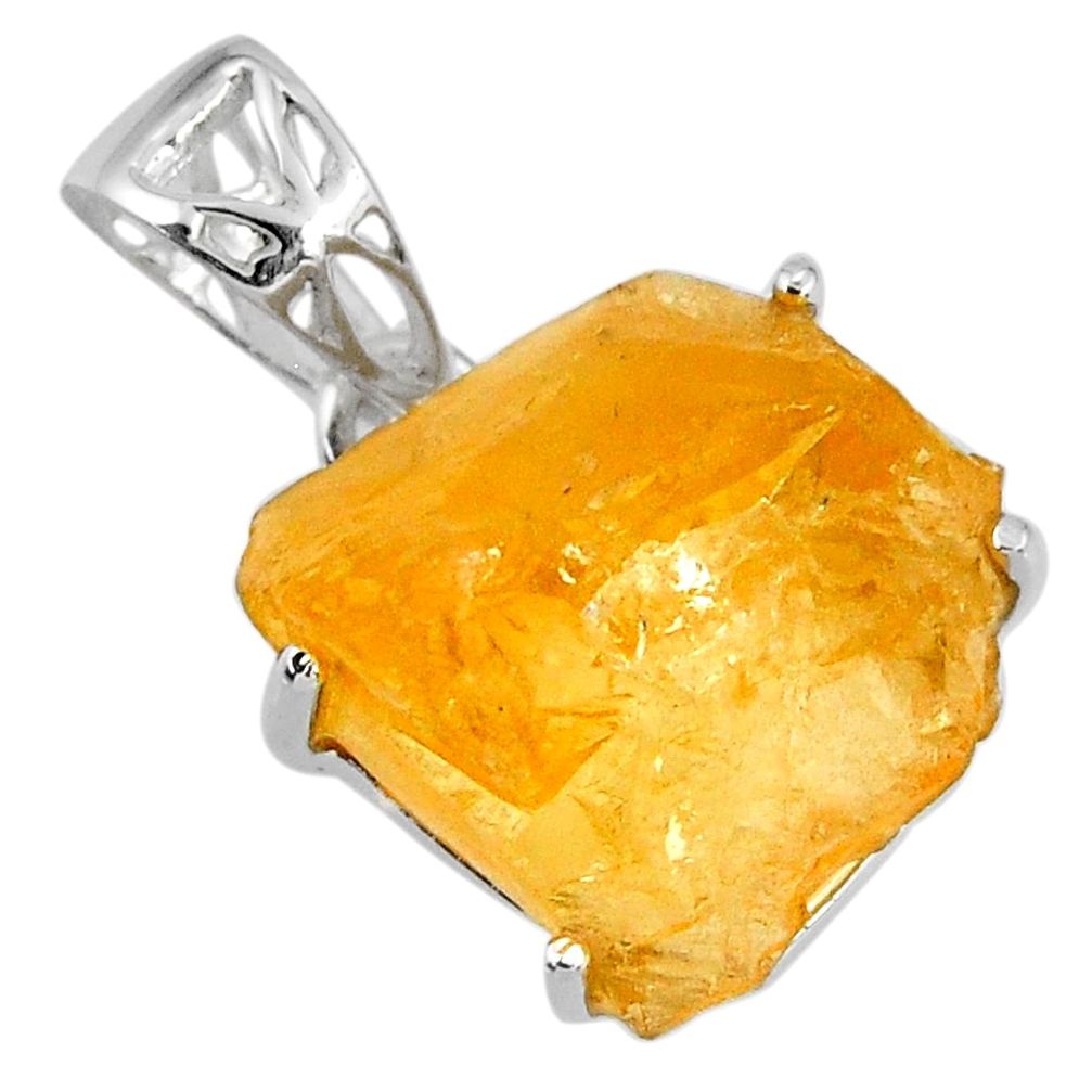 925 sterling silver 13.20cts yellow citrine rough fancy shape pendant r56606