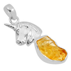 925 sterling silver 8.32cts yellow citrine rough horse pendant jewelry y96203