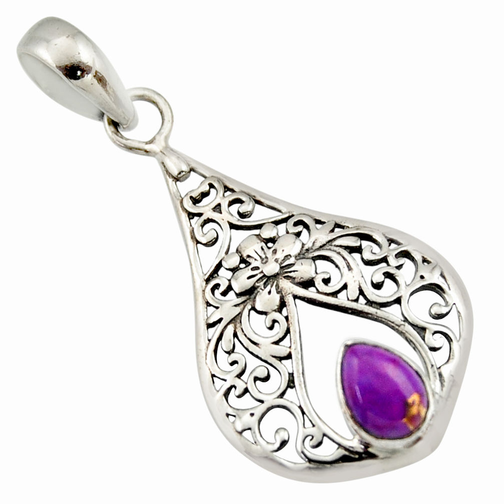 1.39cts purple copper turquoise 925 sterling silver pendant jewelry d33152