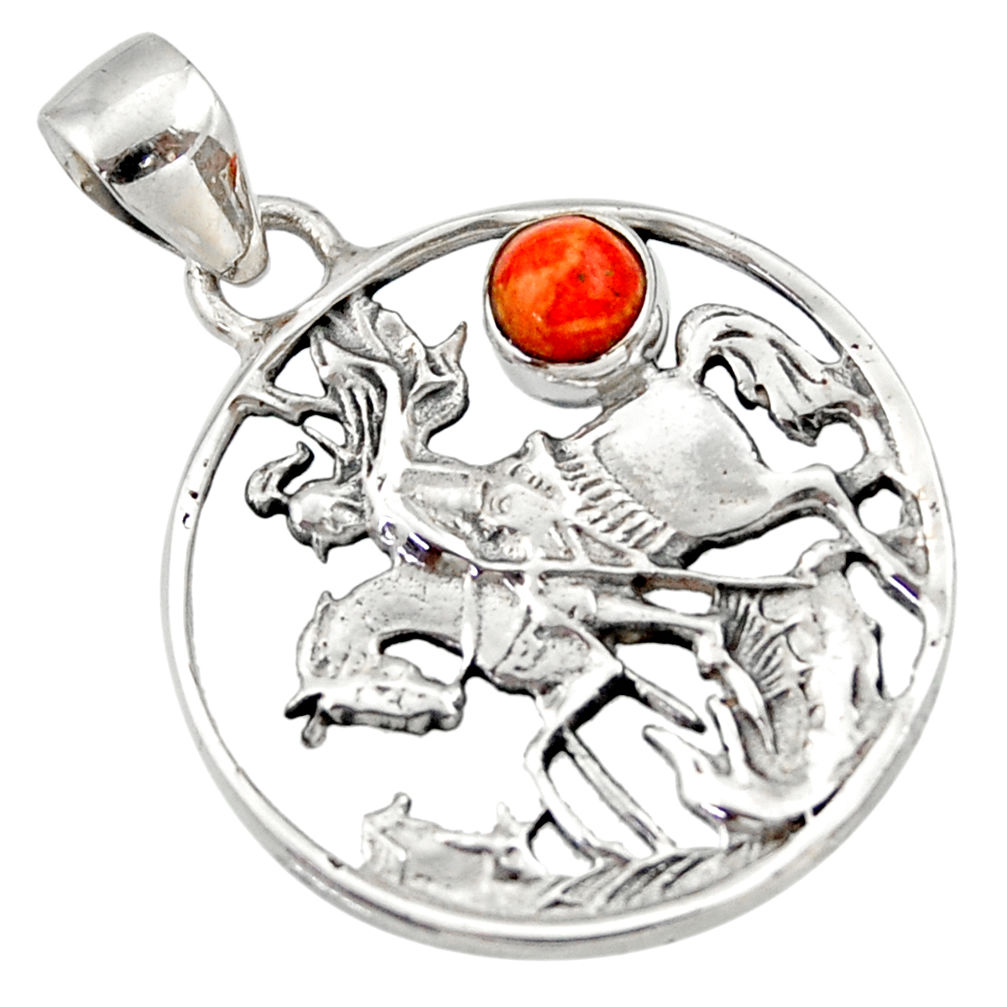 925 sterling silver 0.67cts red copper turquoise horse pendant jewelry d33170