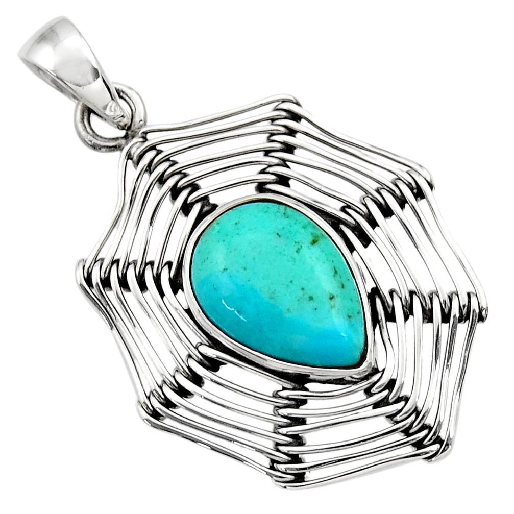 6.31cts green arizona mohave turquoise 925 sterling silver pendant d33212