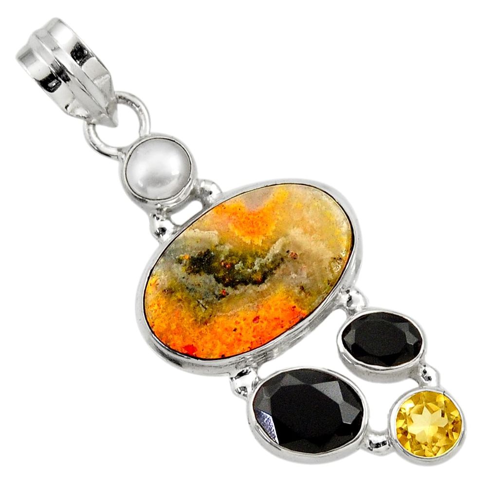 13.09cts natural yellow bumble bee australian jasper 925 silver pendant d33231