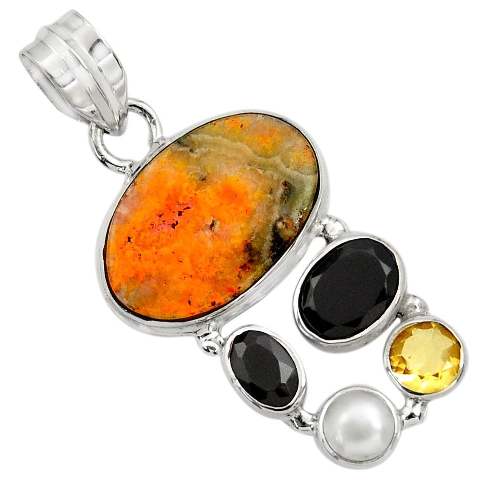 13.85cts natural yellow bumble bee australian jasper 925 silver pendant d33238