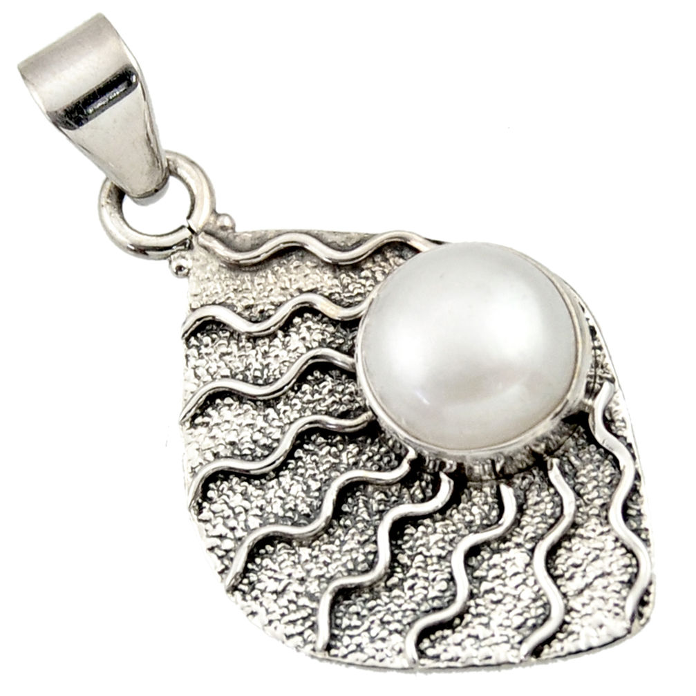 4.87cts natural white pearl 925 sterling silver pendant jewelry d33422