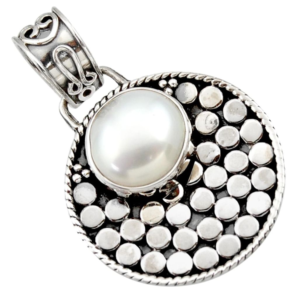 5.53cts natural white pearl 925 sterling silver pendant jewelry d33423