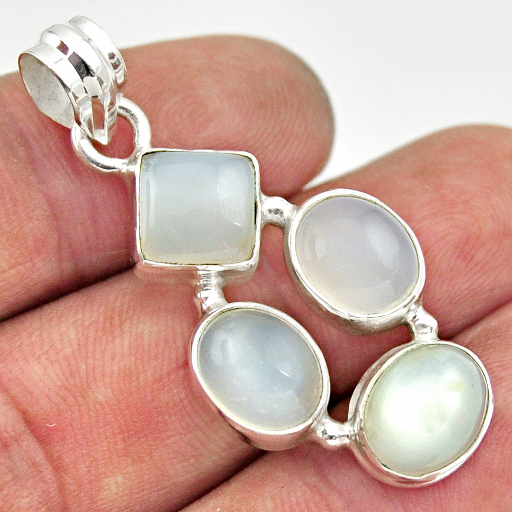 13.28cts natural white moonstone 925 sterling silver pendant jewelry d33475