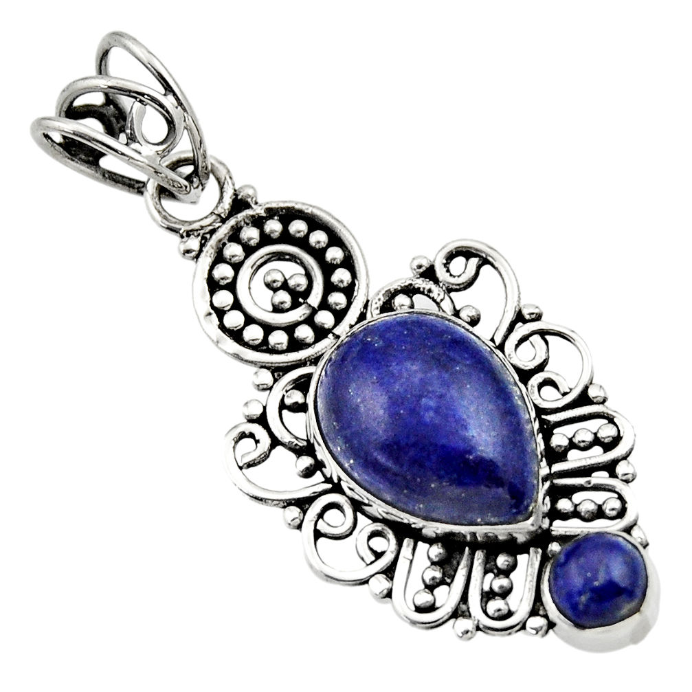 6.72cts natural blue lapis lazuli 925 sterling silver pendant jewelry d33521