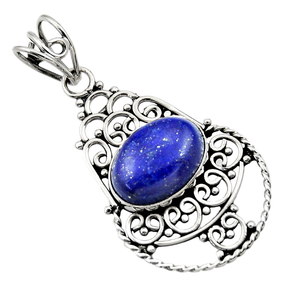 6.36cts natural blue lapis lazuli 925 sterling silver pendant jewelry d33523