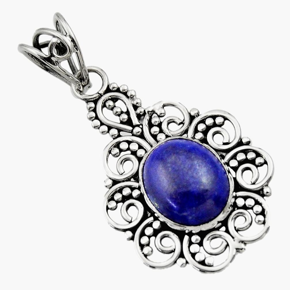 925 sterling silver 5.11cts natural blue lapis lazuli pendant jewelry d33524