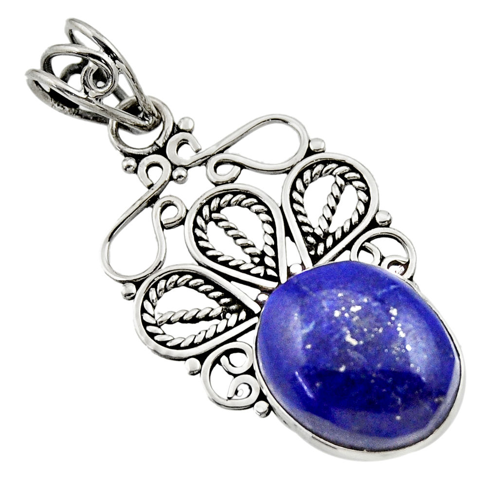 9.56cts natural blue lapis lazuli 925 sterling silver pendant jewelry d33535