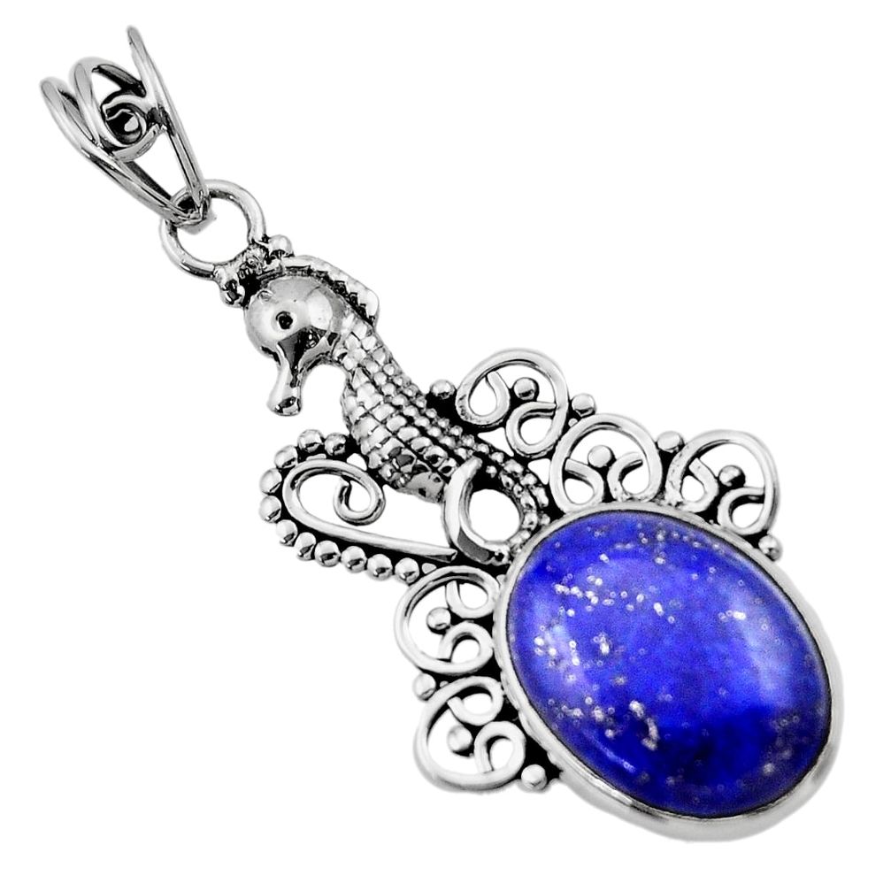 9.56cts natural blue lapis lazuli 925 sterling silver pendant jewelry d33538