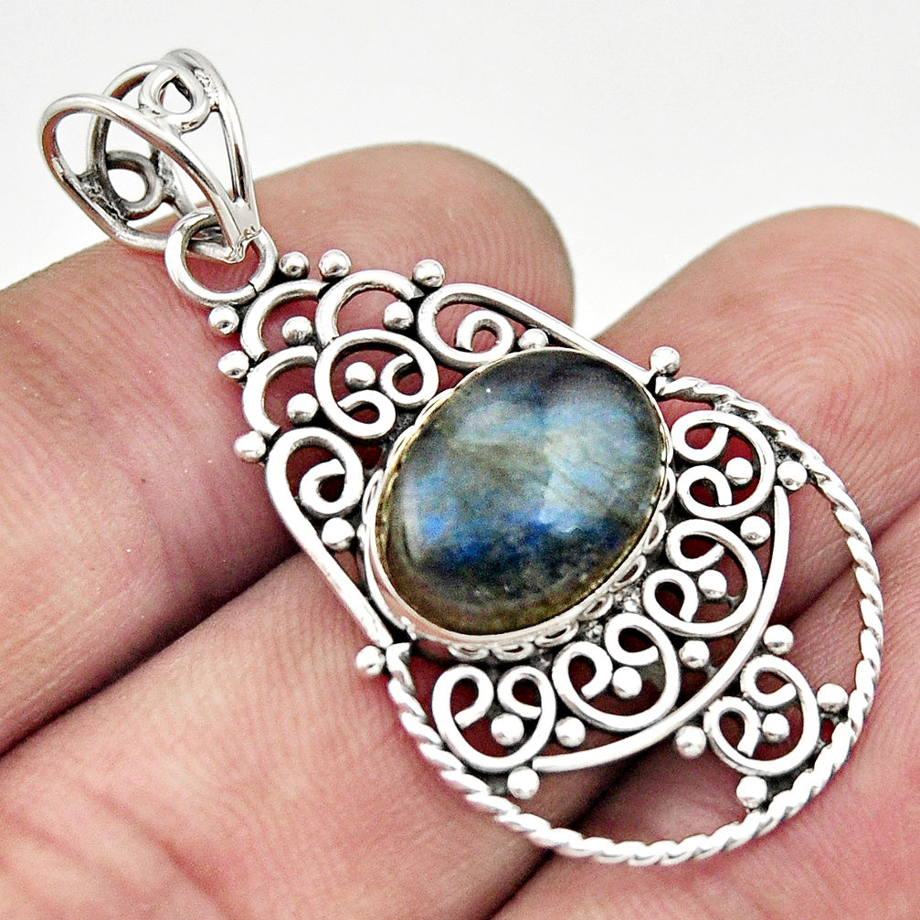 6.57cts natural blue labradorite 925 sterling silver pendant jewelry d33547