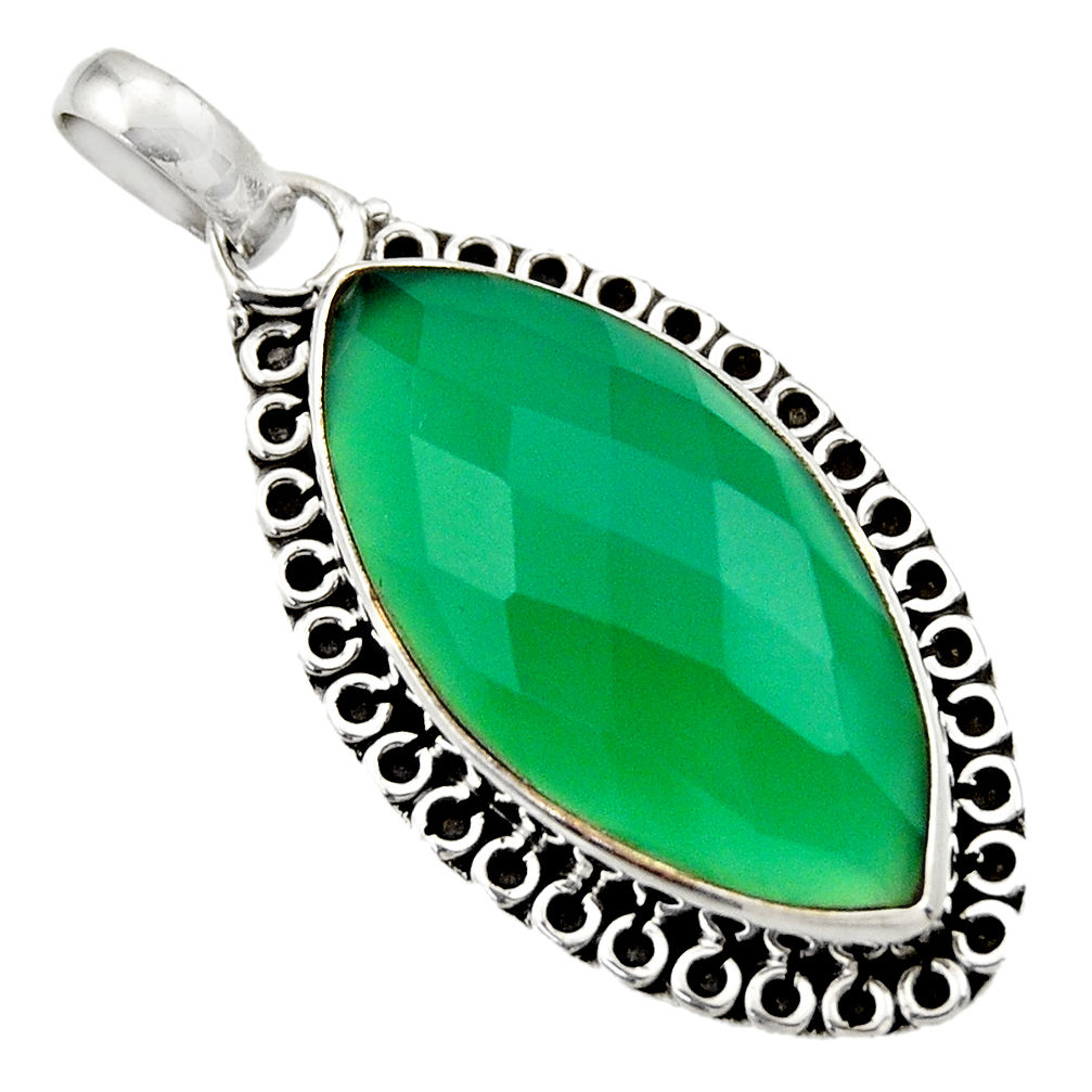 13.15cts natural green chalcedony 925 sterling silver pendant jewelry d33567