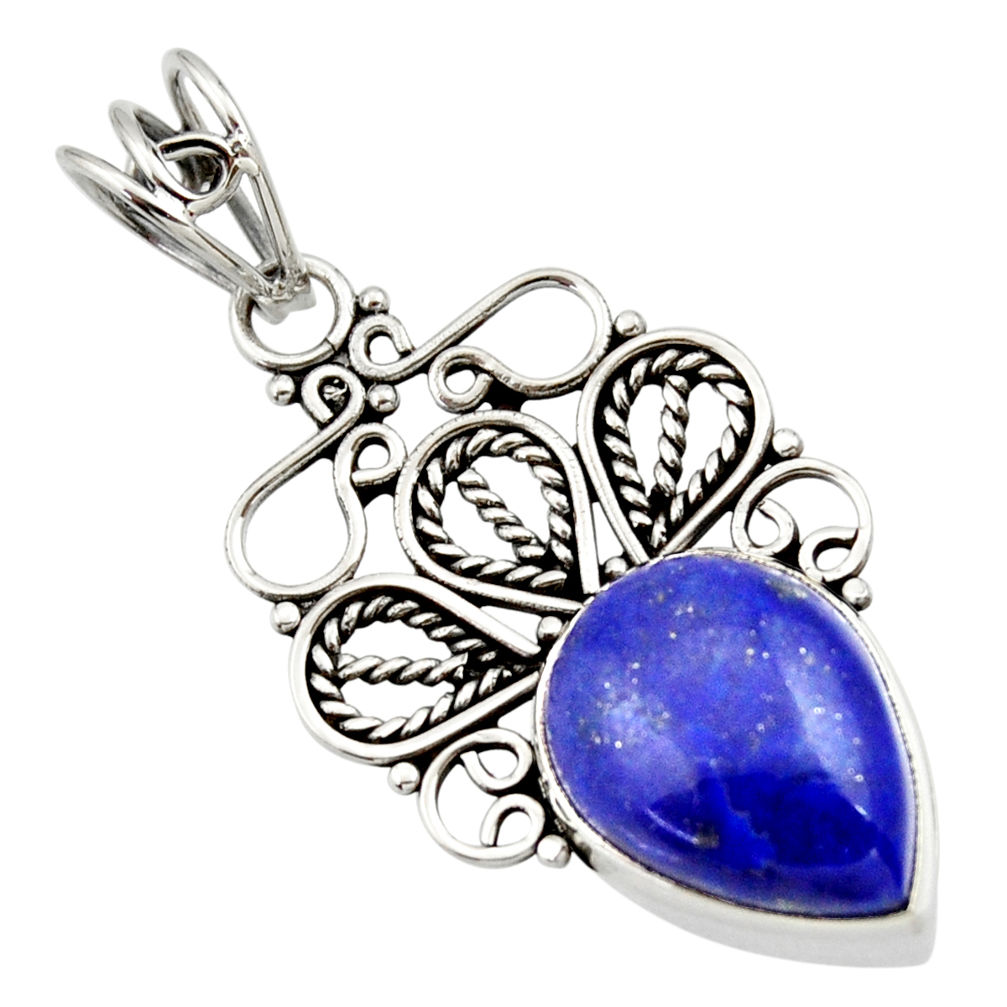 10.02cts natural blue lapis lazuli 925 sterling silver pendant jewelry d33582