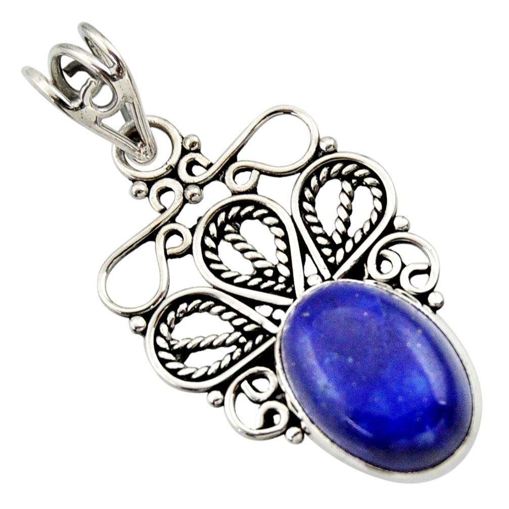 925 sterling silver 6.39cts natural blue lapis lazuli pendant jewelry d33584