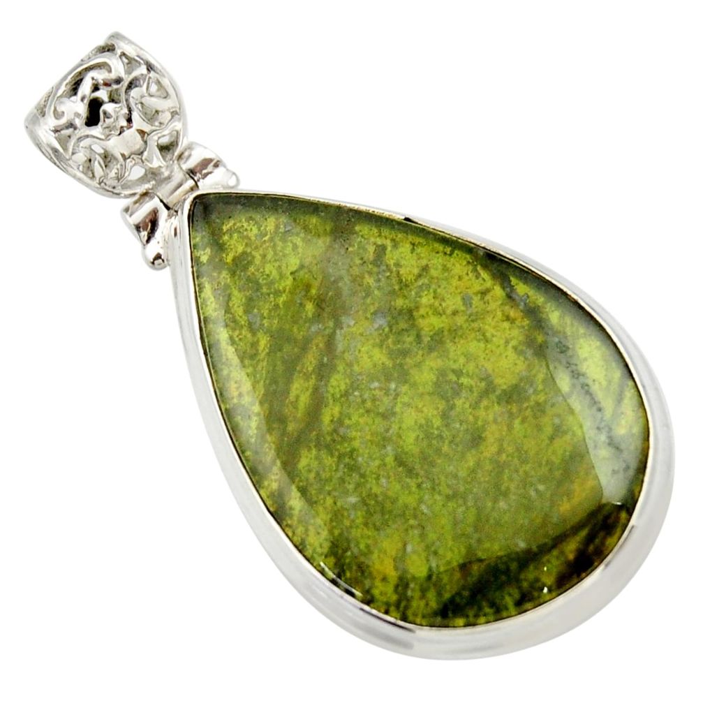 25.00cts natural green vasonite 925 sterling silver pendant jewelry d33601