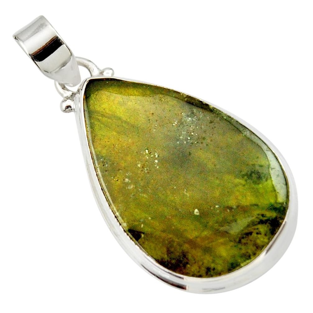 25.00cts natural green vasonite 925 sterling silver pendant jewelry d33602