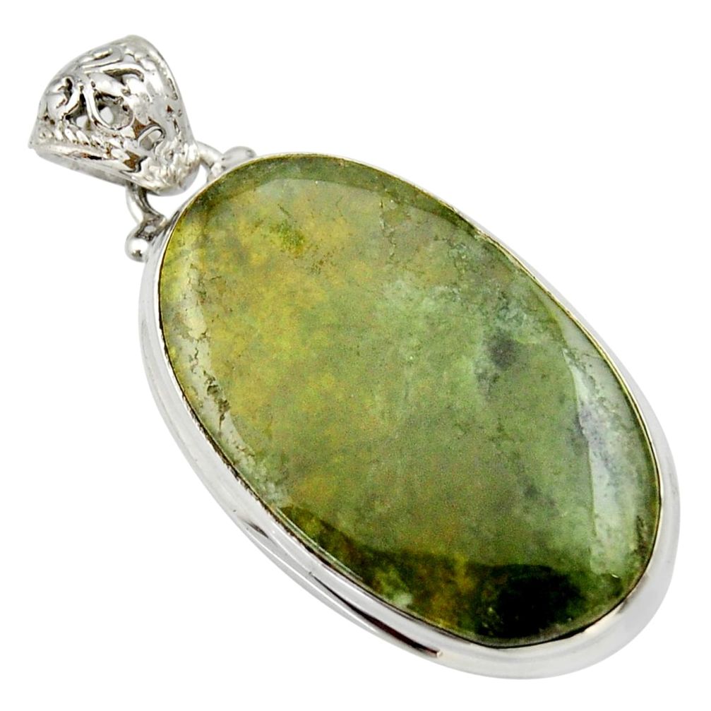 925 sterling silver 27.08cts natural green vasonite oval pendant jewelry d33603