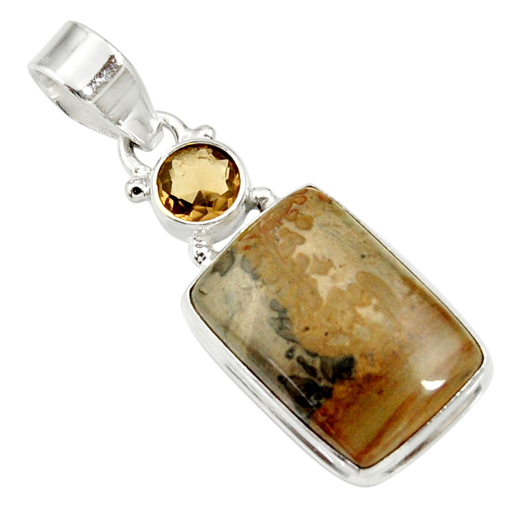 14.23cts natural brown cotham landscape marble 925 silver pendant d33642