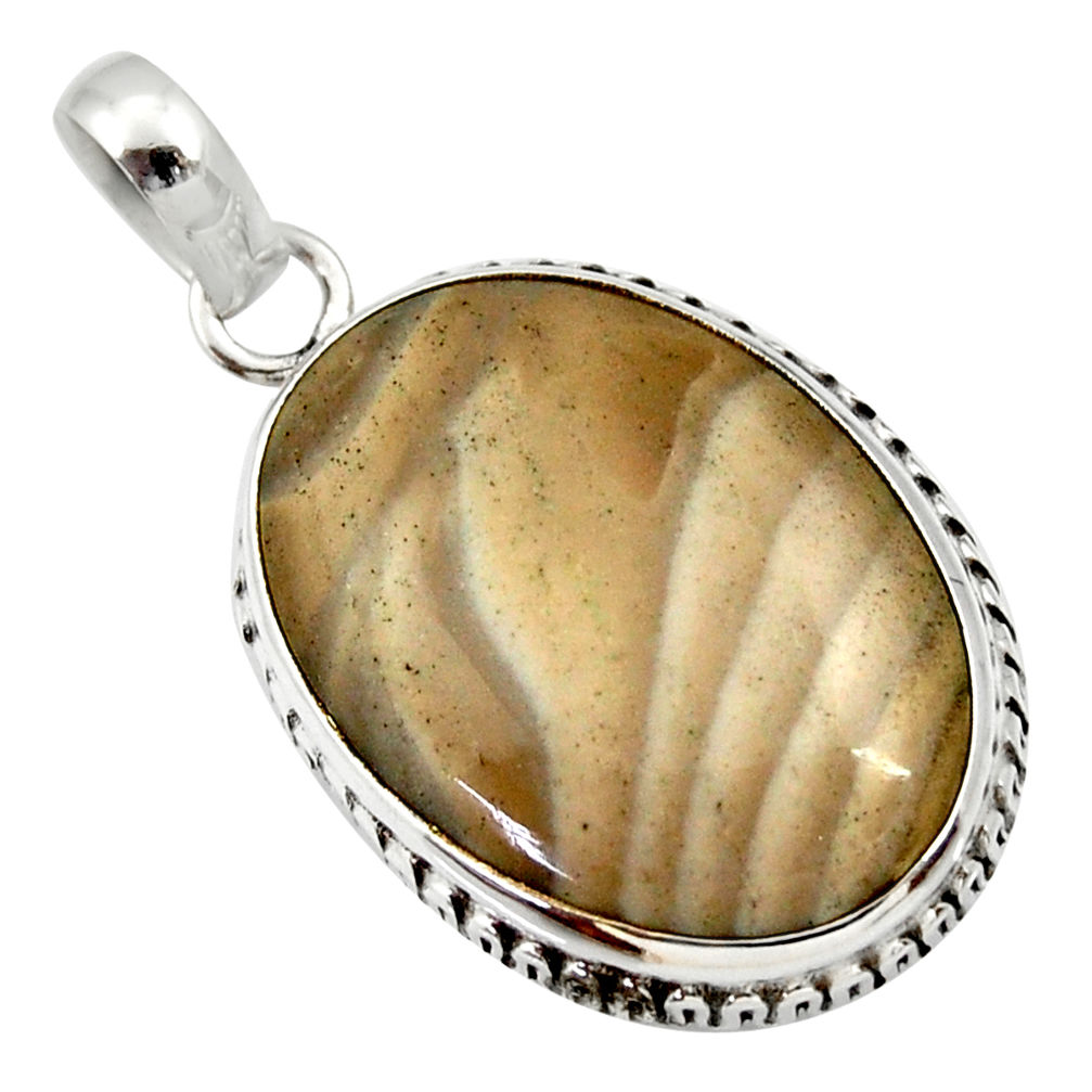 16.70cts natural grey striped flint ohio 925 sterling silver pendant d33668