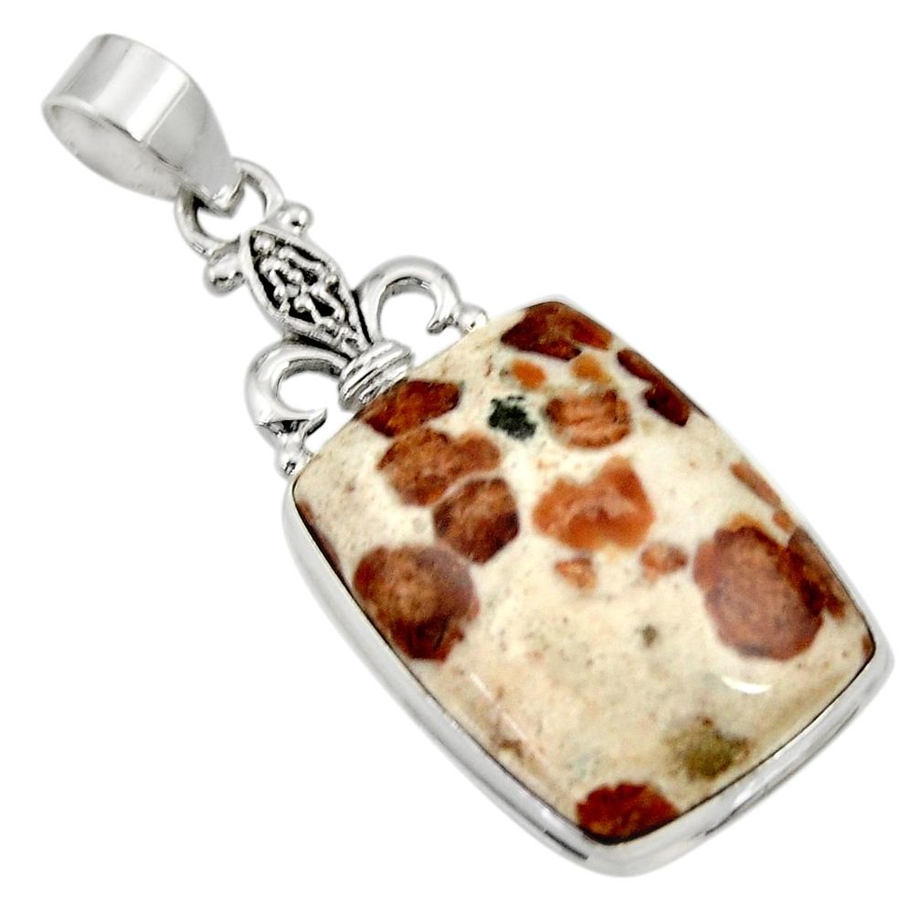 925 silver 25.57cts natural brown garnet in limestone spessartine pendant d33710