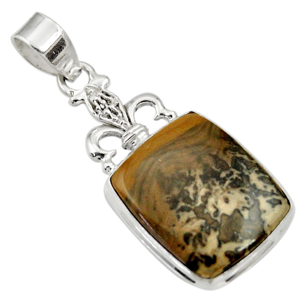 16.20cts natural brown cotham landscape marble 925 silver pendant d33733