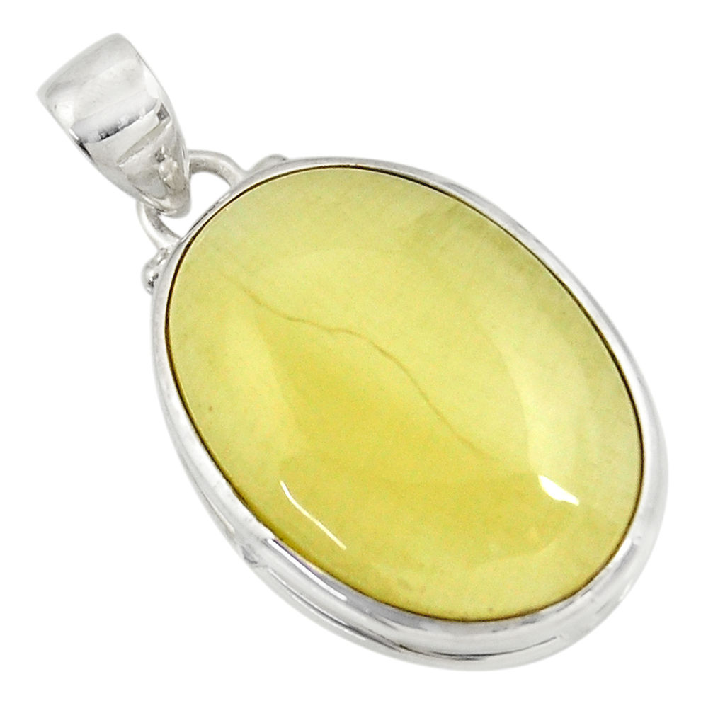 17.55cts natural yellow olive opal 925 sterling silver pendant jewelry d33741