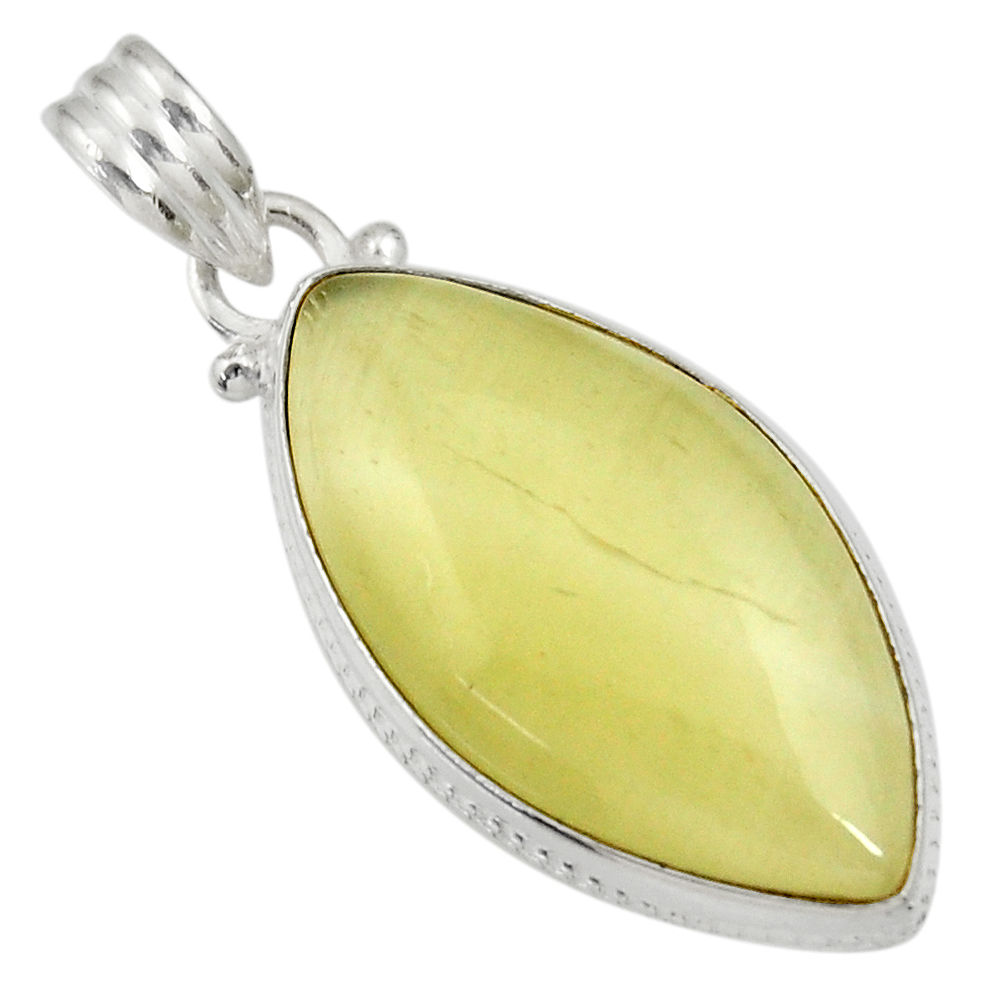 17.22cts natural yellow olive opal 925 sterling silver pendant jewelry d33742