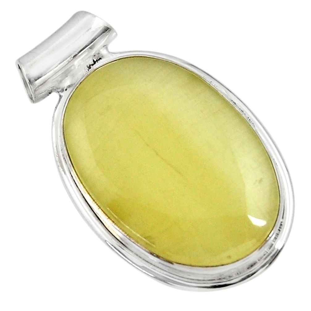 18.15cts natural yellow olive opal 925 sterling silver pendant jewelry d33743