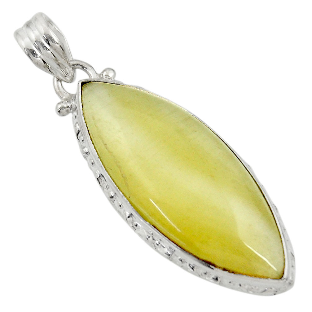 925 sterling silver 19.07cts natural yellow olive opal pendant jewelry d33744