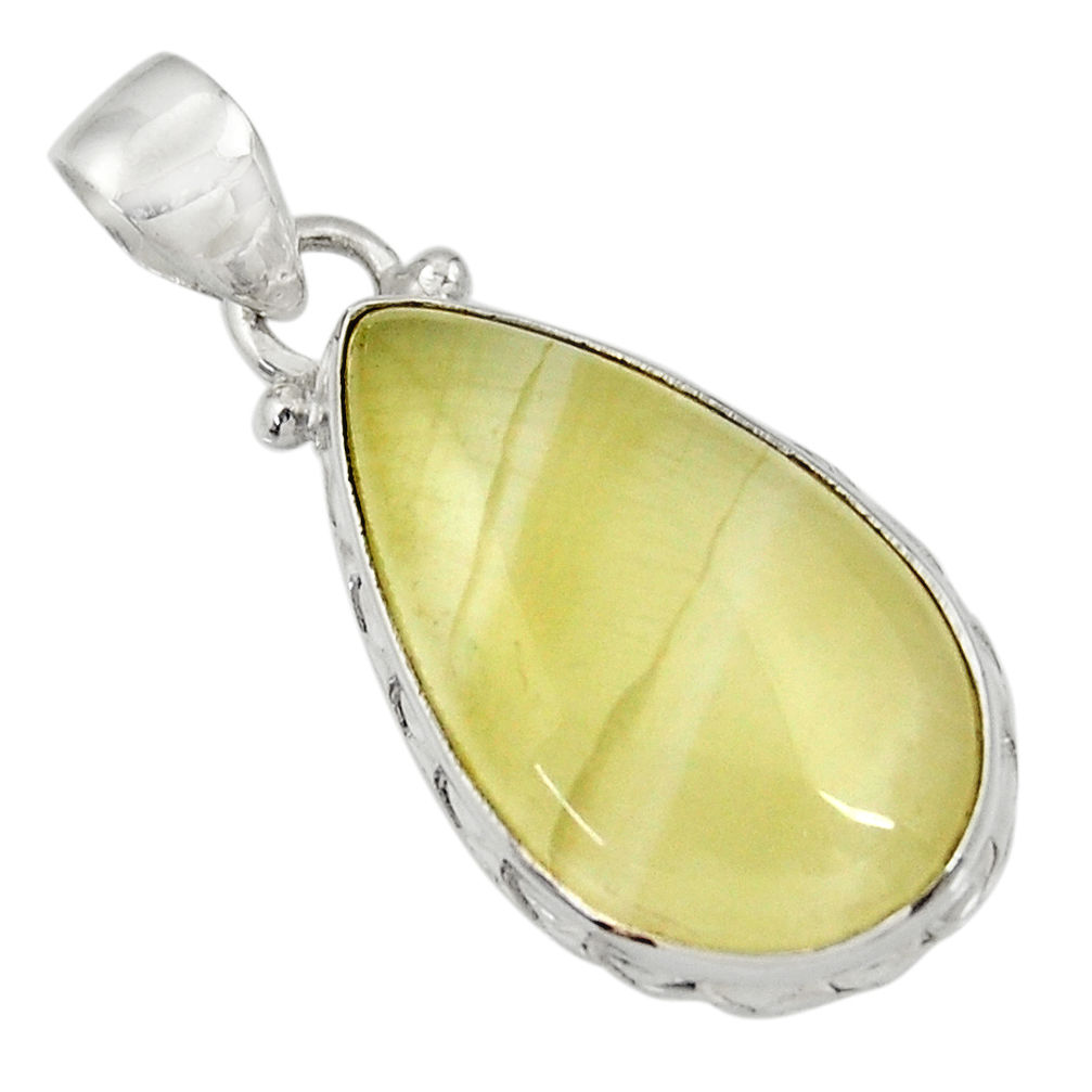 15.67cts natural yellow olive opal 925 sterling silver pendant jewelry d33745