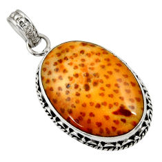 Clearance Sale- 925 sterling silver 15.08cts natural brown plum wood jasper pendant d33753