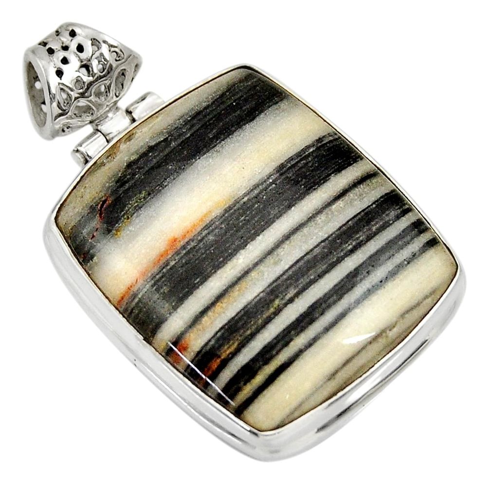 28.86cts natural black zebra jasper 925 sterling silver pendant jewelry d33764